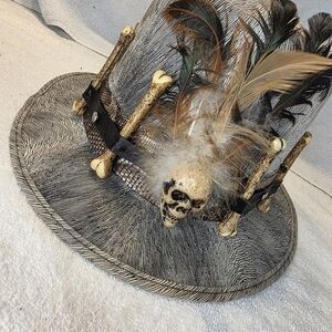 Unique Skull and Feather Decorated Hat